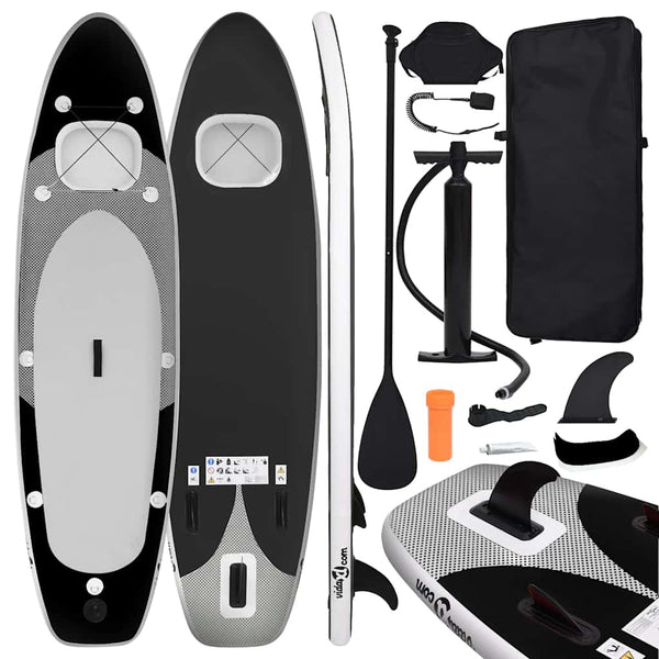 Conjunto prancha de paddle SUP insuflável 300x76x10 cm preto