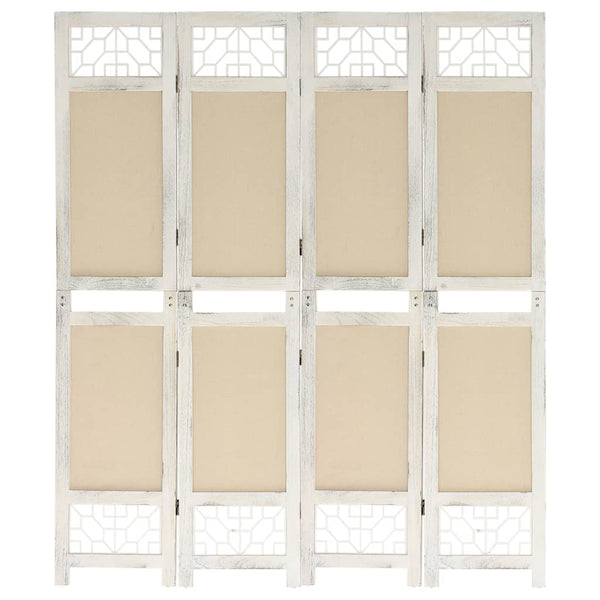 Biombo com 4 painéis 140x165 cm tecido cor creme