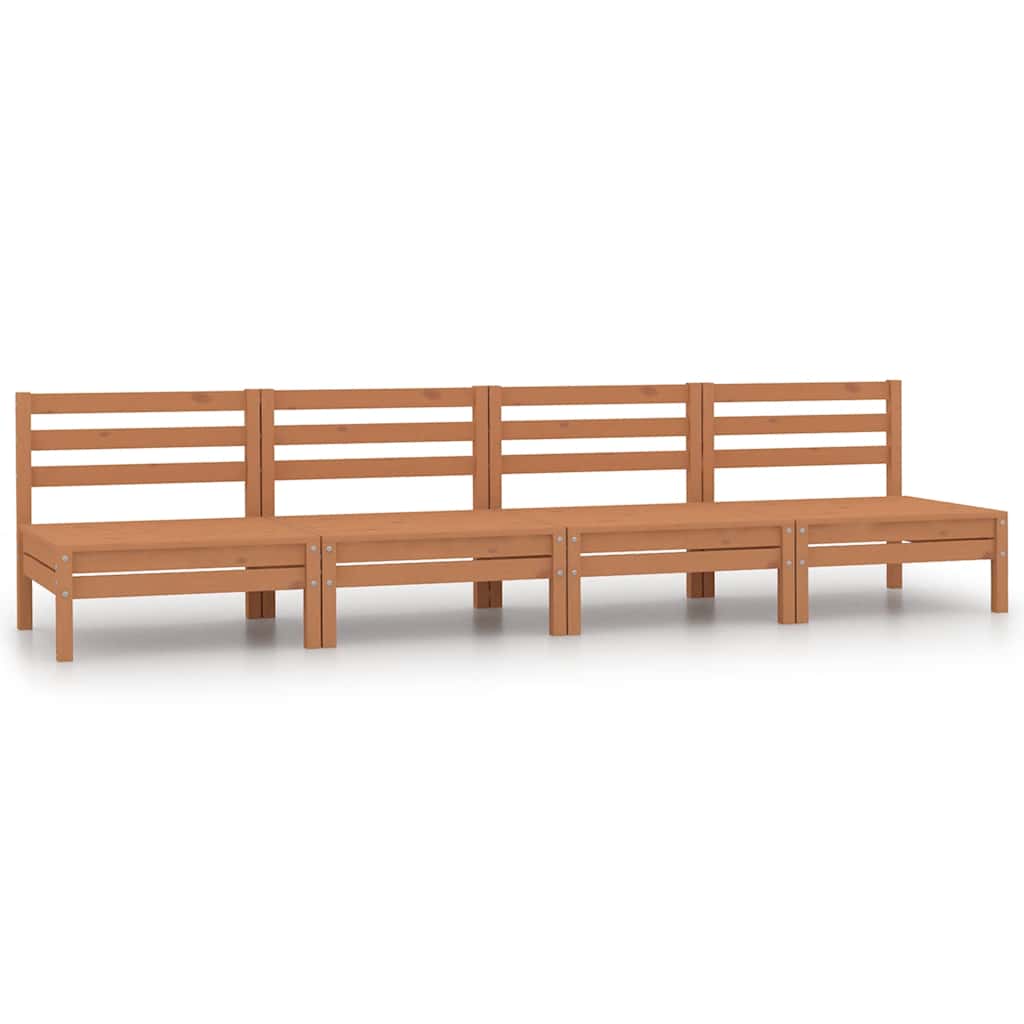 Sofás de centro para jardim 4 pcs pinho maciço castanho mel
