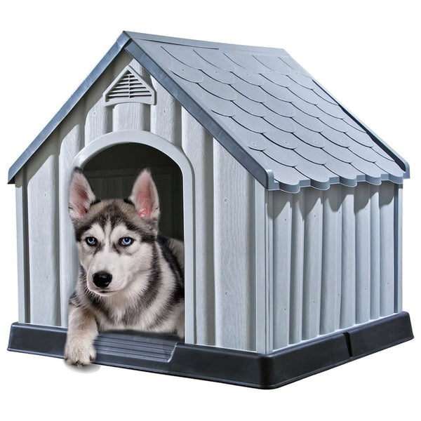 Casota para cão 92x87x91 cm plástico cinzento