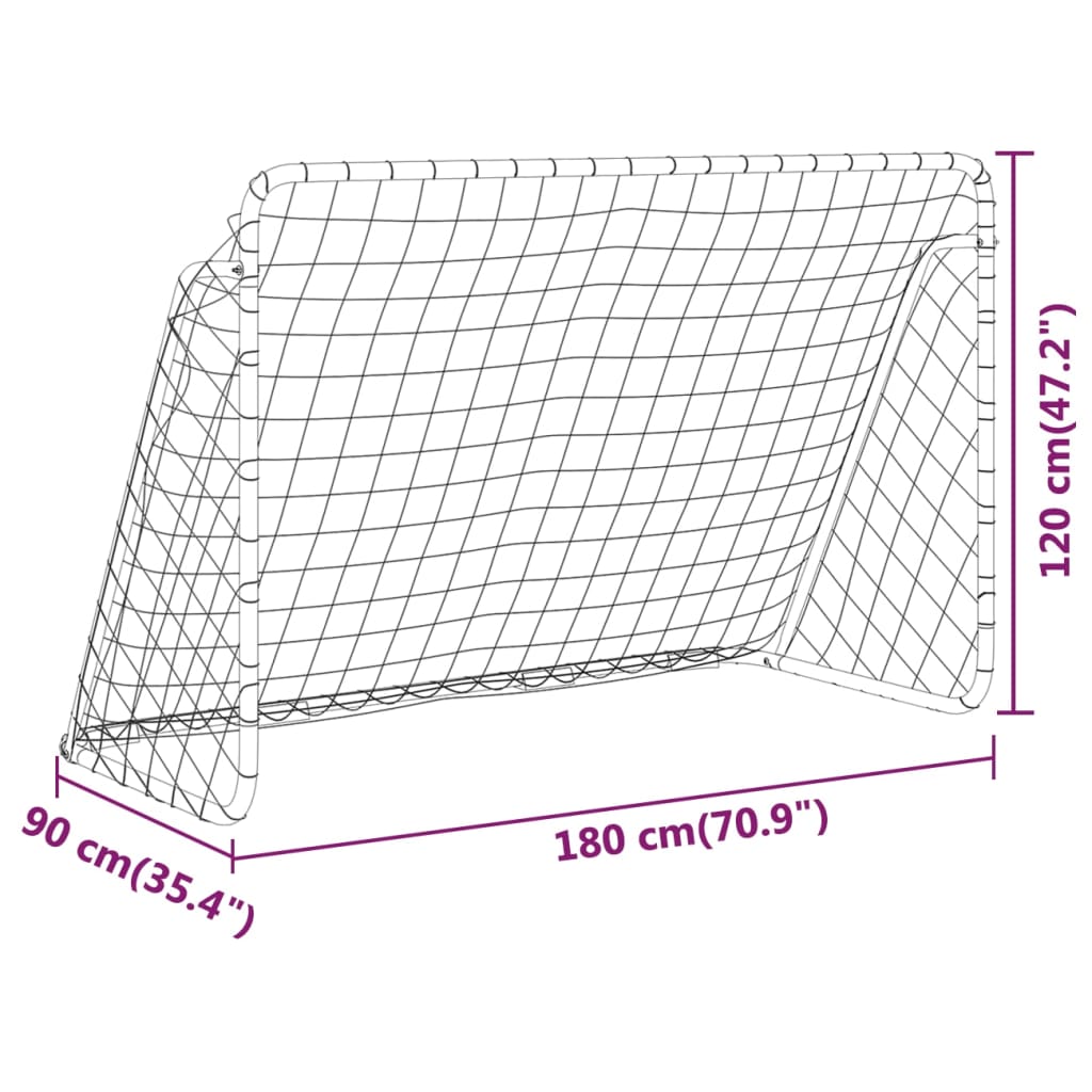 Baliza de futebol com rede 180x90x120 cm aço branco