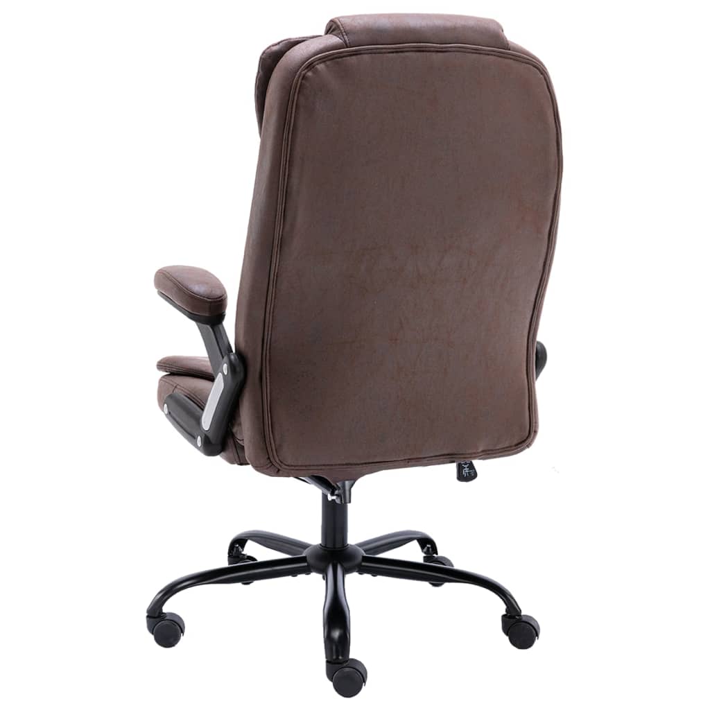 Cadeira de escritório couro artificial castanho-escuro