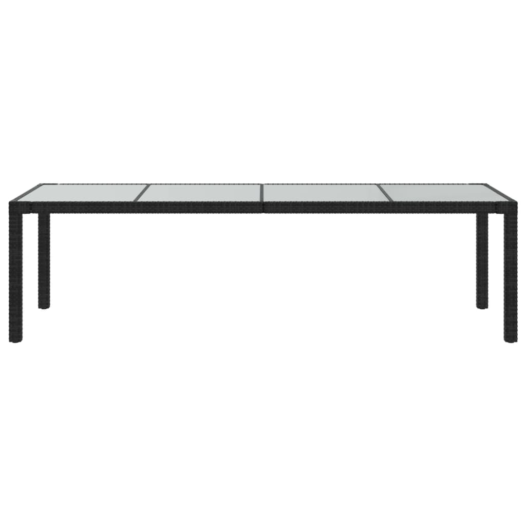 Mesa de jardim 250x100x75 cm vidro temperado e vime PE preto