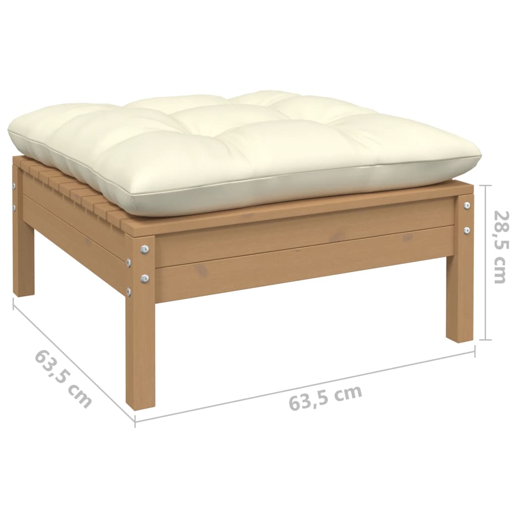 Sofá de jardim 2 lugares com almofadões cor creme pinho maciço