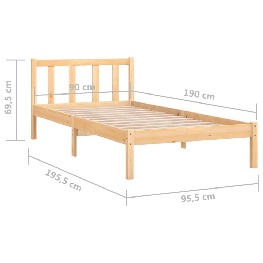 Estrutura de cama solteiro 90x190 cm pinho maciço
