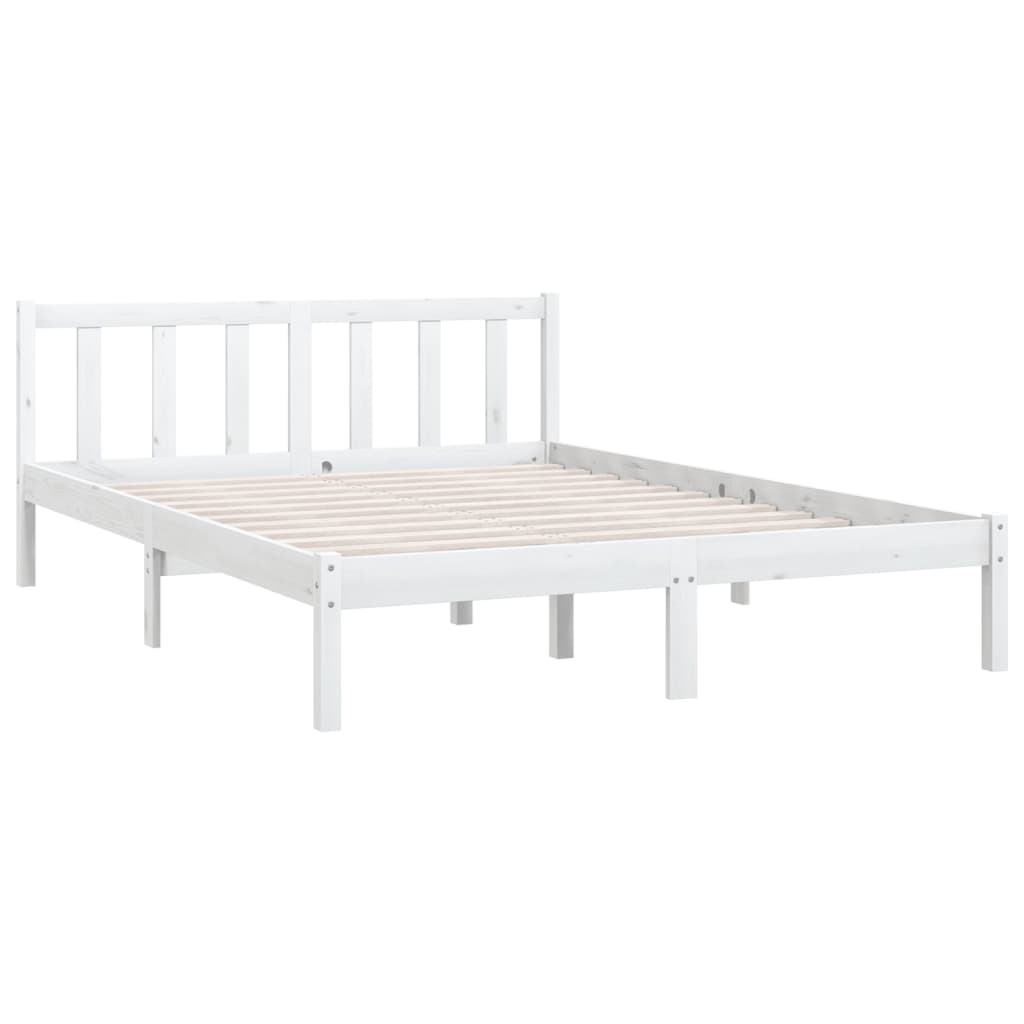 Estrutura de cama 140x190 cm pinho maciço branco