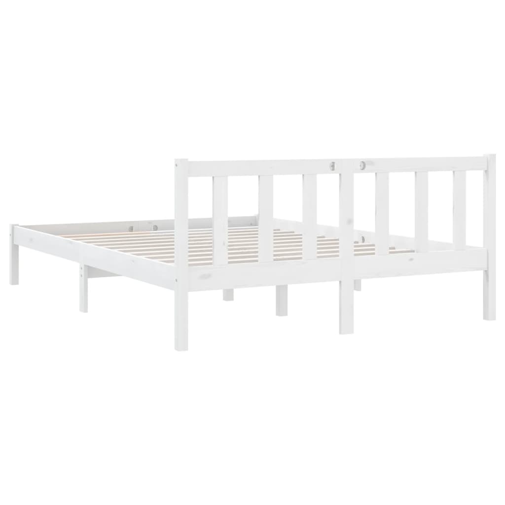 Estrutura de cama 140x190 cm pinho maciço branco