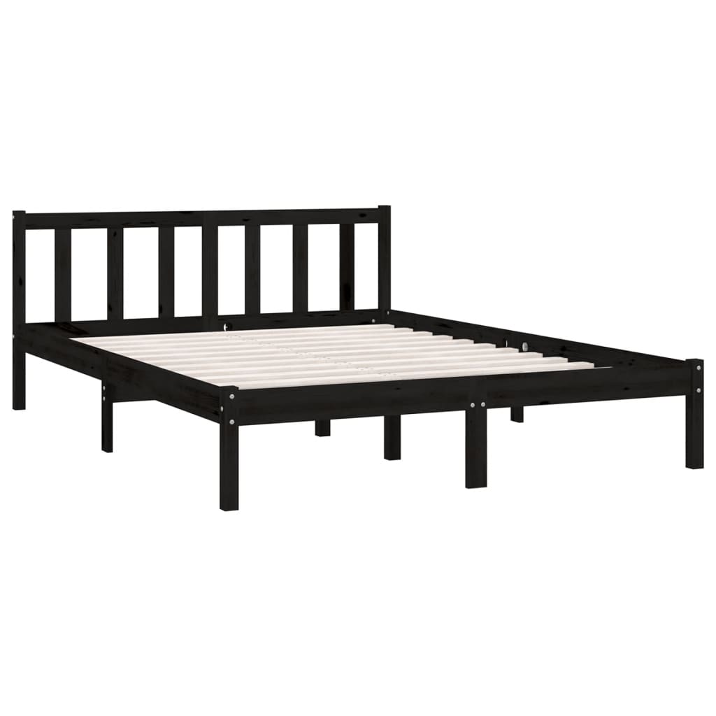 Estrutura de cama 140x190 cm pinho maciço preto