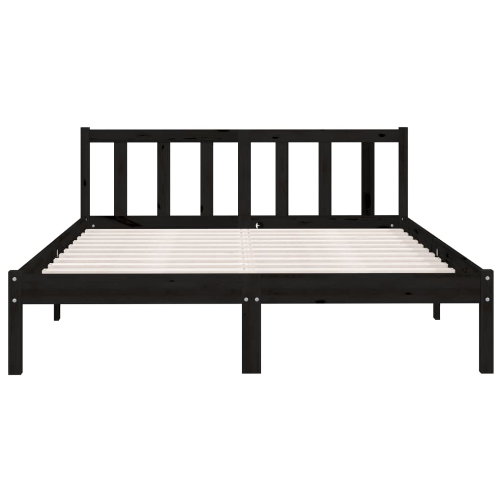 Estrutura de cama 140x190 cm pinho maciço preto