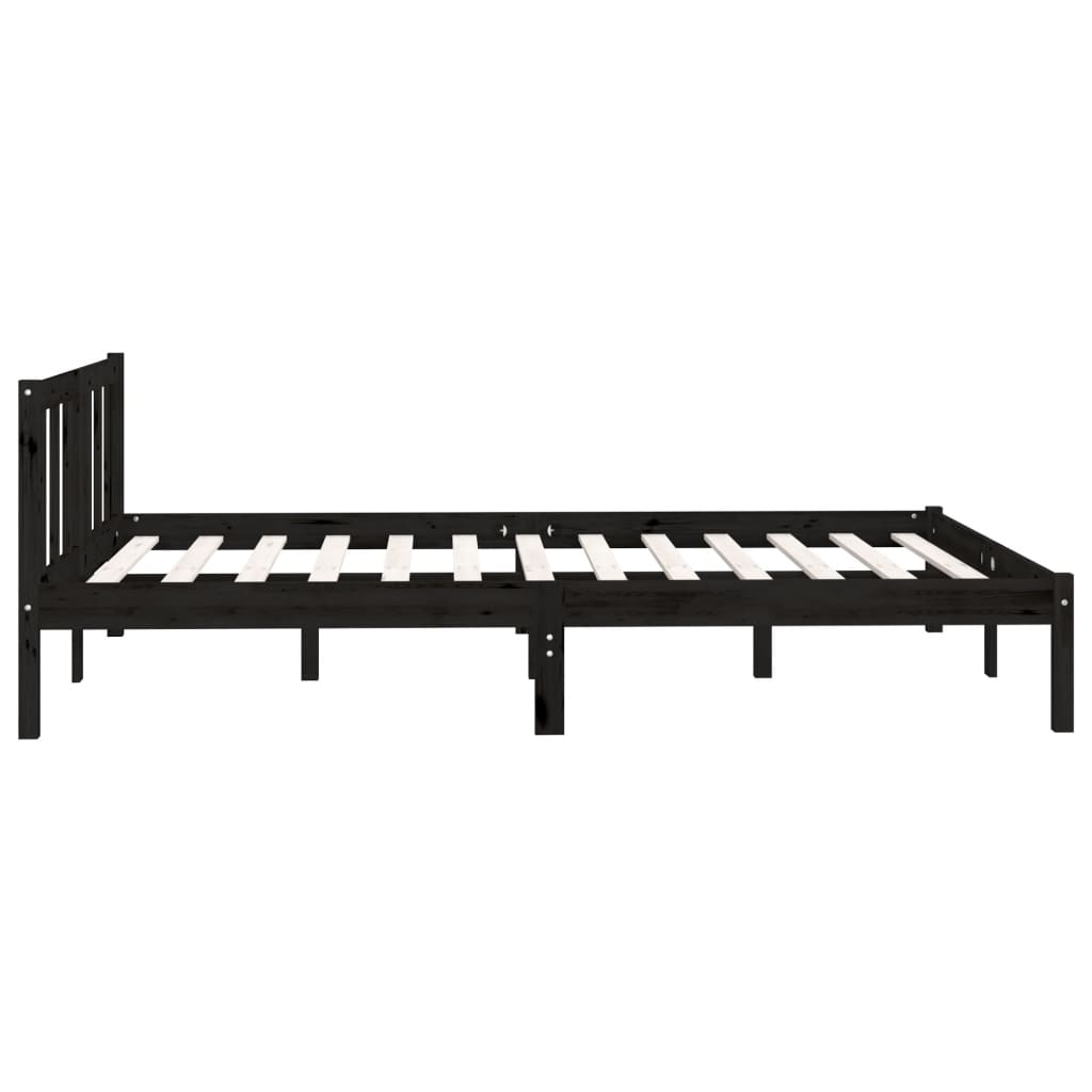 Estrutura de cama 140x190 cm pinho maciço preto
