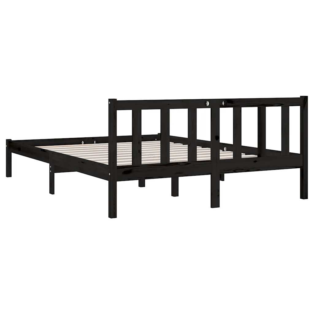 Estrutura de cama 140x190 cm pinho maciço preto