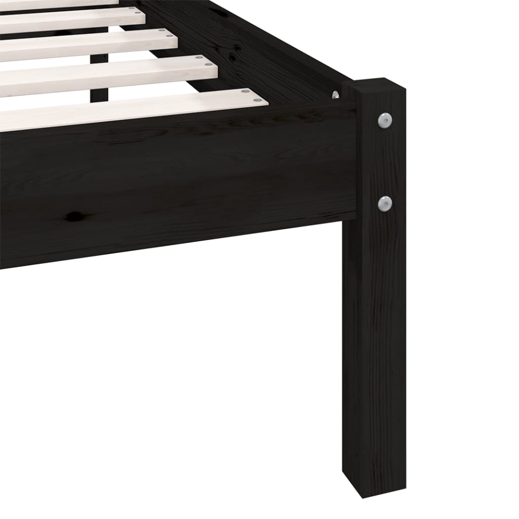 Estrutura de cama 140x190 cm pinho maciço preto