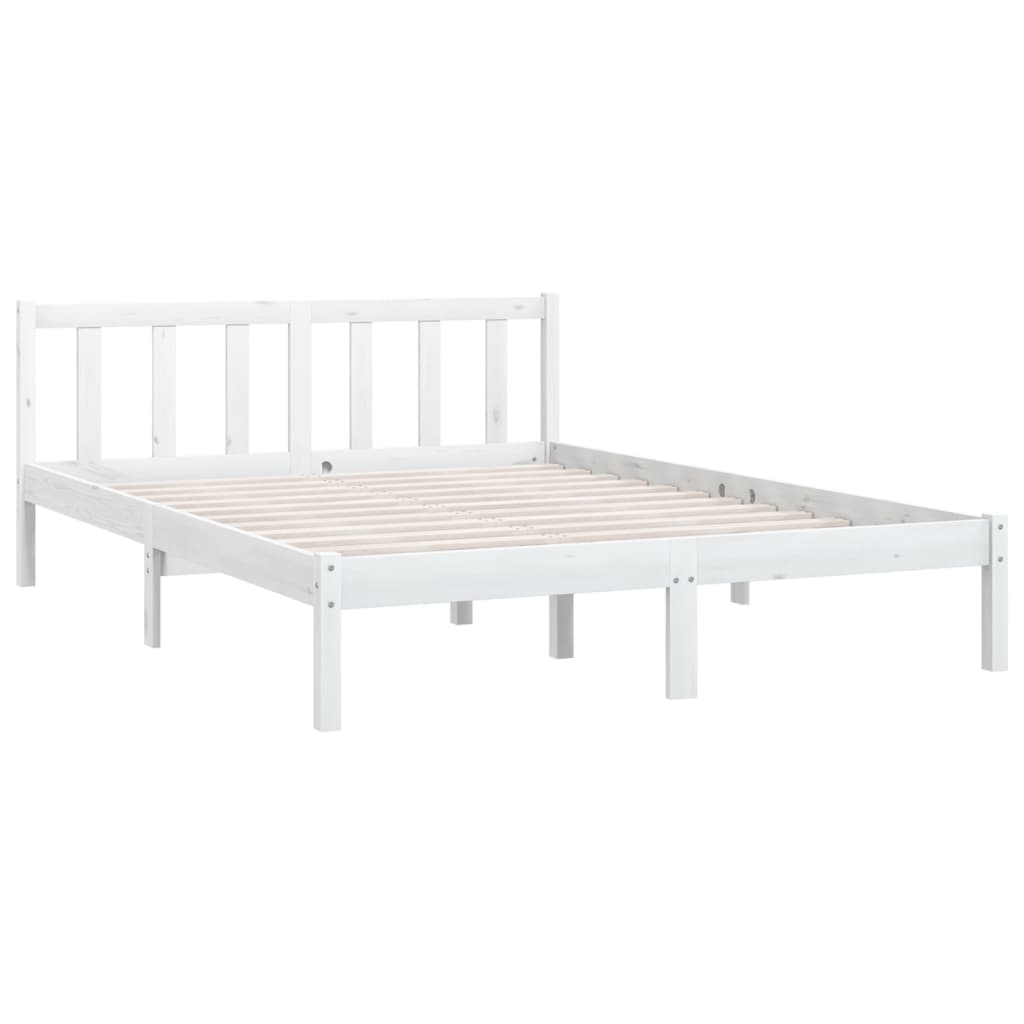Estrutura de cama 140x200 cm pinho maciço branco