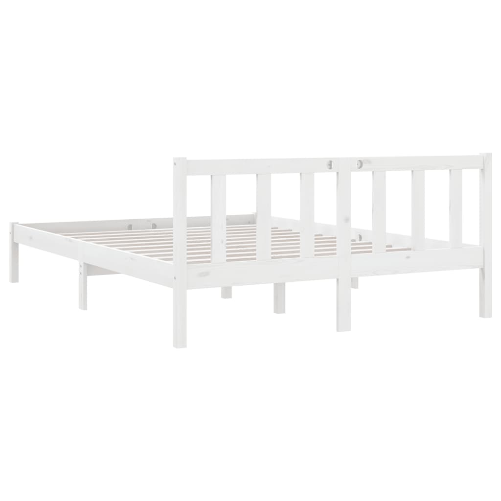 Estrutura de cama 140x200 cm pinho maciço branco
