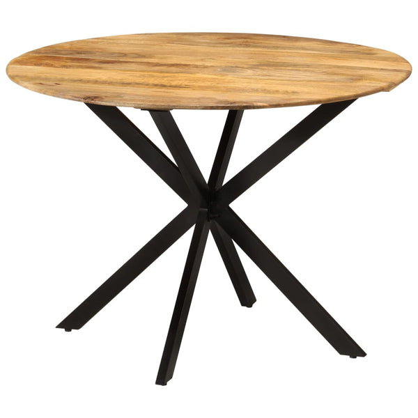Mesa de jantar Ø110x78 cm madeira de mangueira maciça e aço