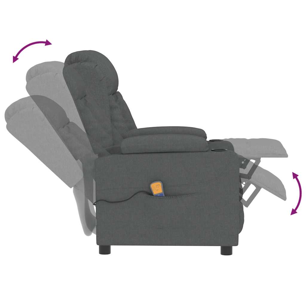 Poltrona de massagens tecido cinzento-escuro