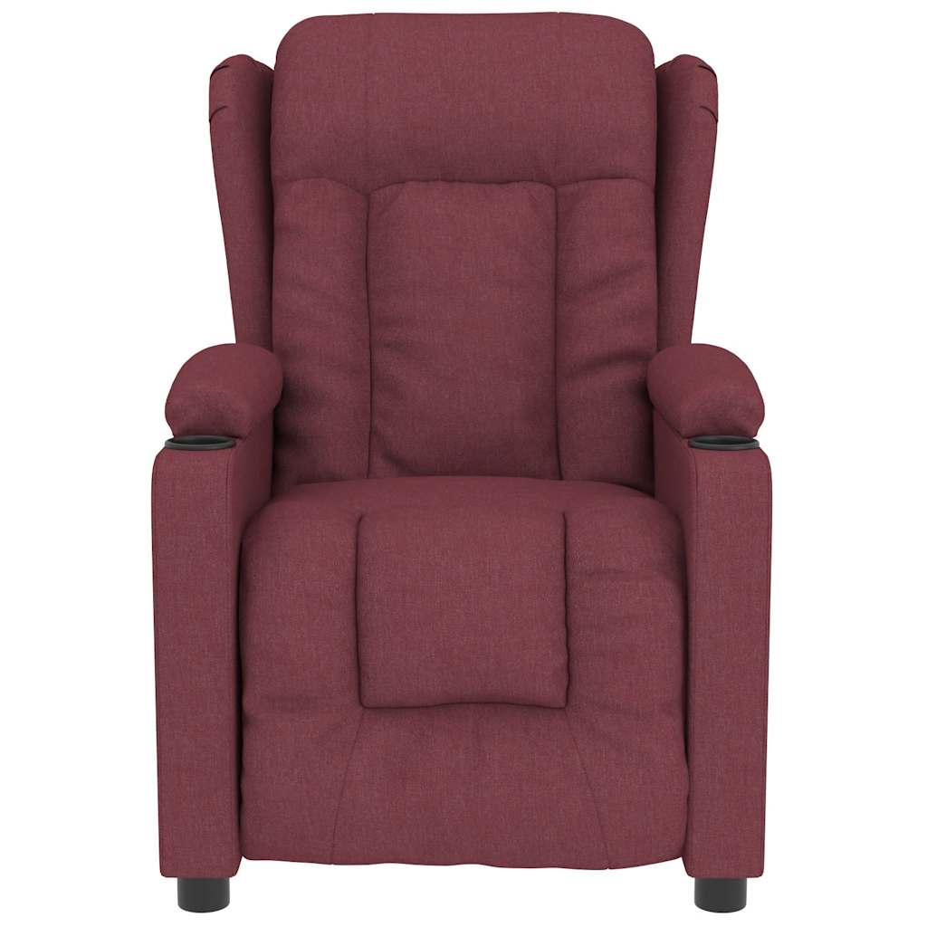 Poltrona de massagens elétrica reclinável tecido vermelho tinto
