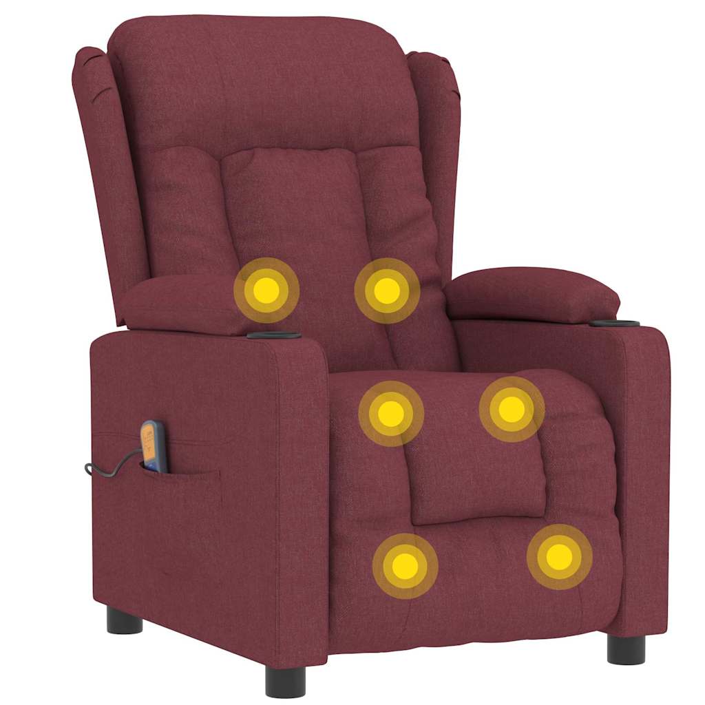 Poltrona de massagens elétrica reclinável tecido vermelho tinto