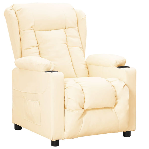 Poltrona reclinável couro artificial cor creme