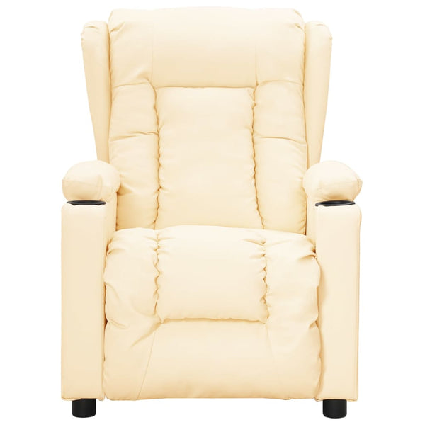 Poltrona reclinável couro artificial cor creme