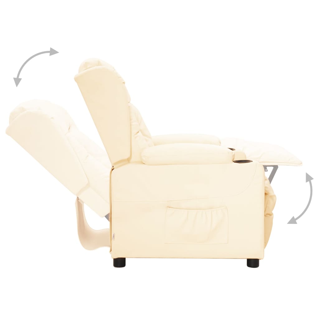 Poltrona reclinável couro artificial cor creme