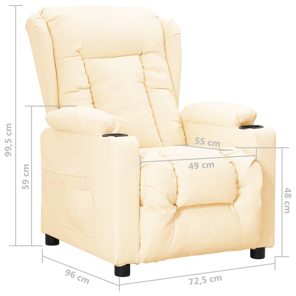 Poltrona reclinável couro artificial cor creme