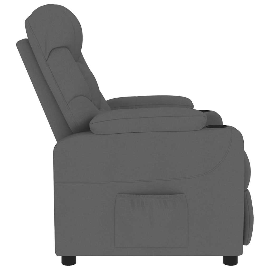 Poltrona de massagens tecido cinzento-escuro