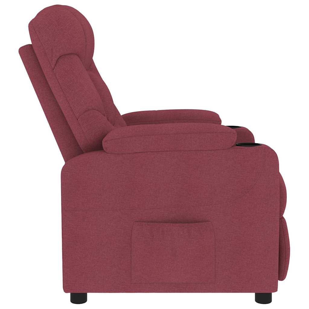 Poltrona de massagens elétrica reclinável tecido vermelho tinto
