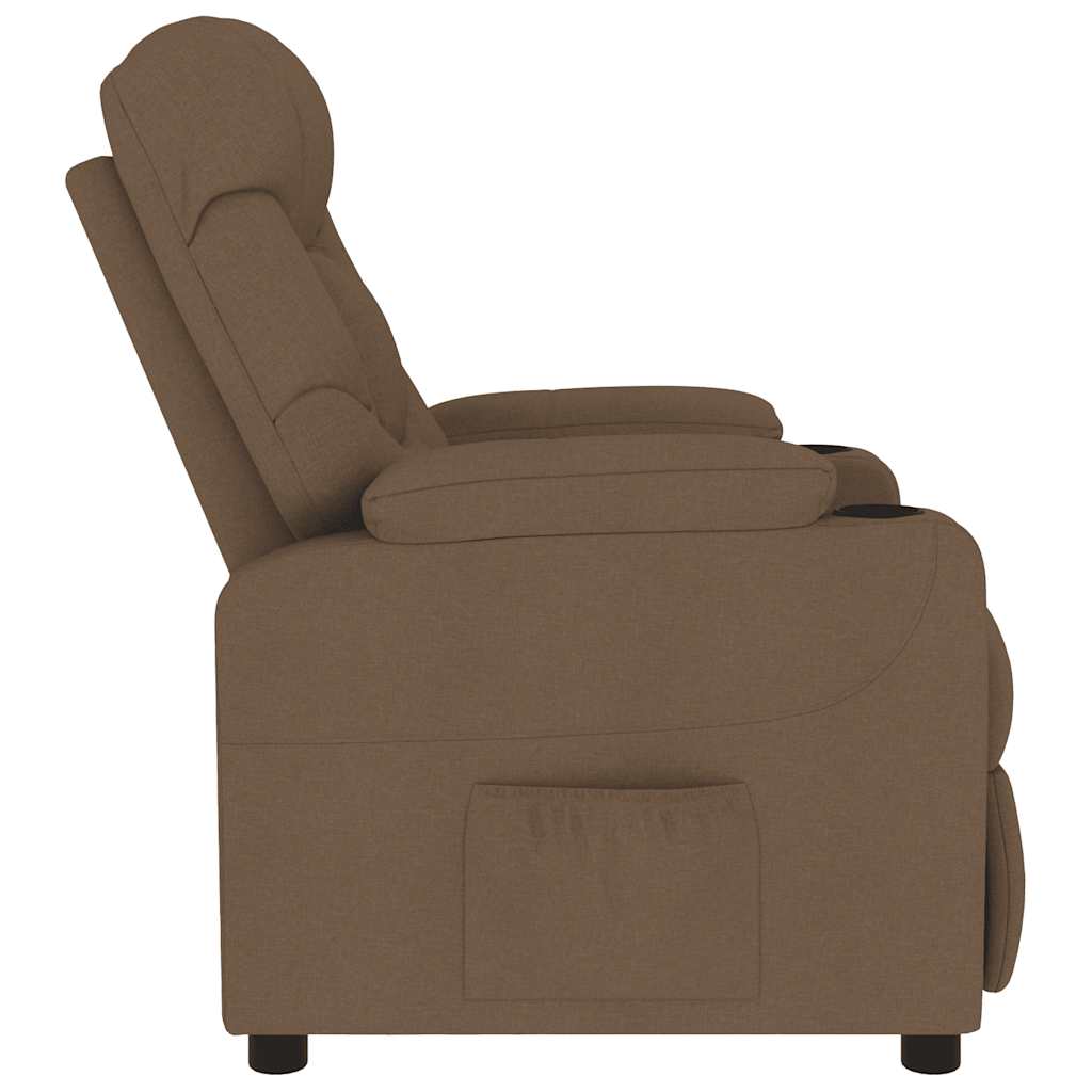 Poltrona de massagens reclinável tecido castanho