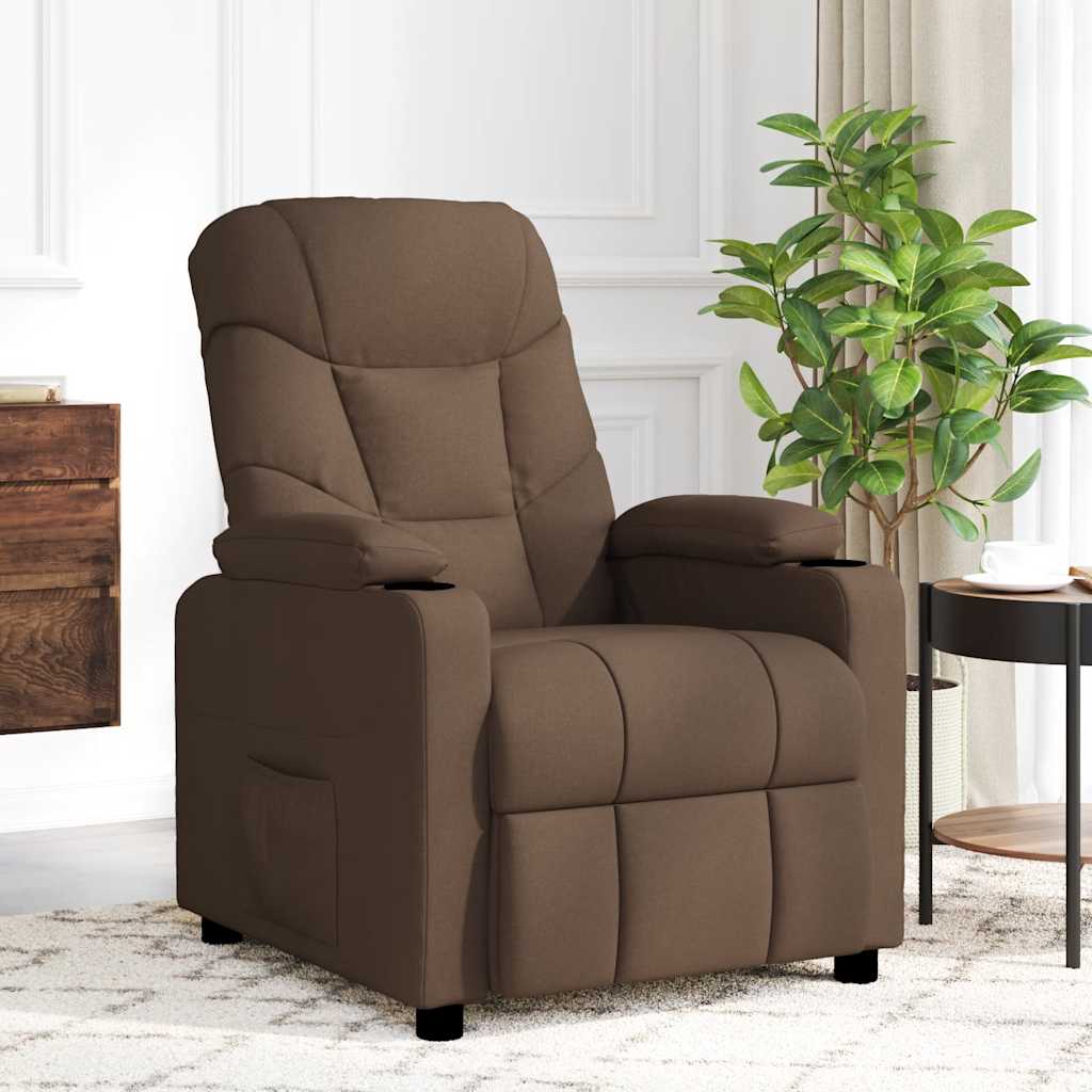 Poltrona de massagens reclinável tecido castanho