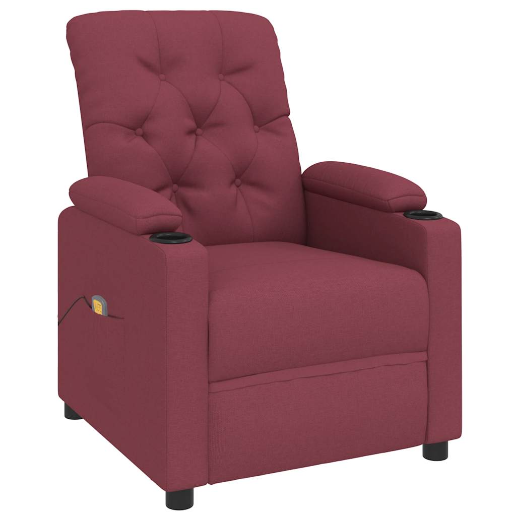Poltrona de massagens elétrica reclinável tecido vermelho tinto