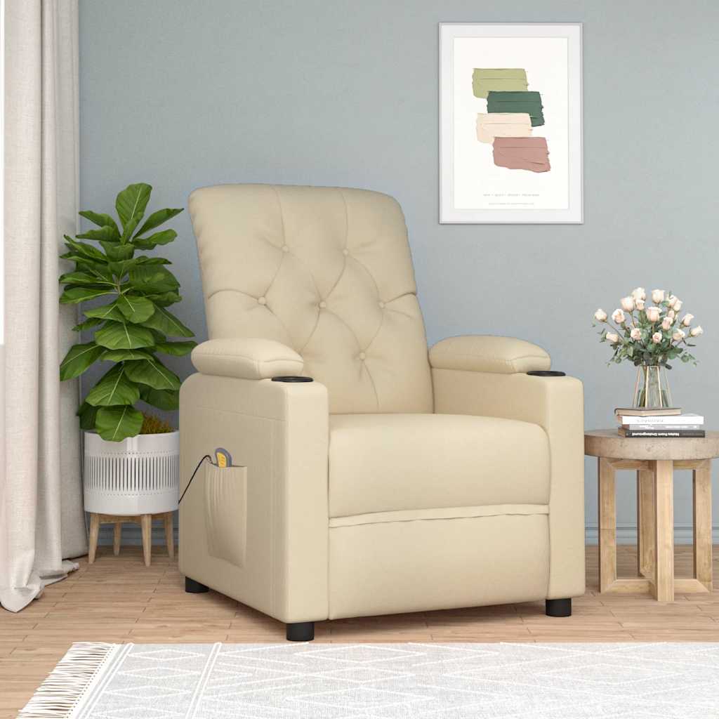 Poltrona de massagens tecido cor creme