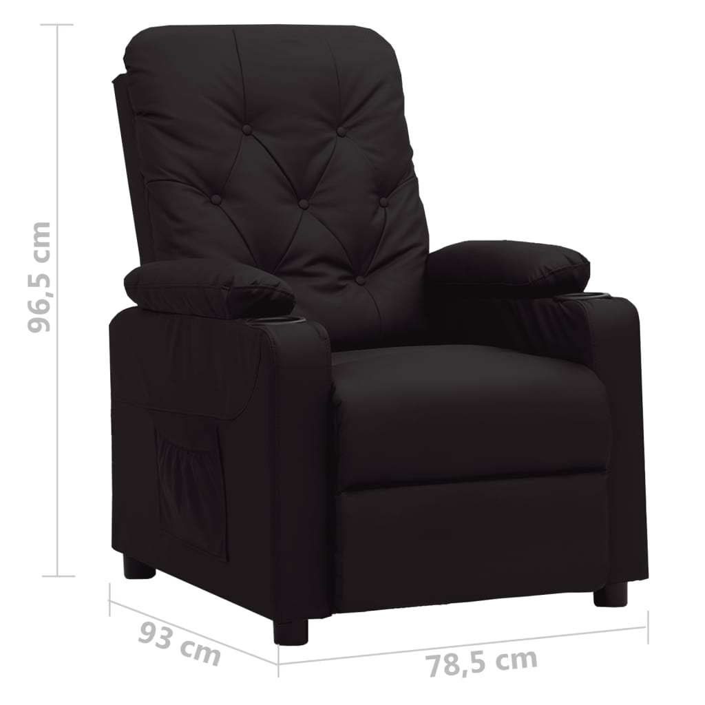 Poltrona reclinável couro artificial preto