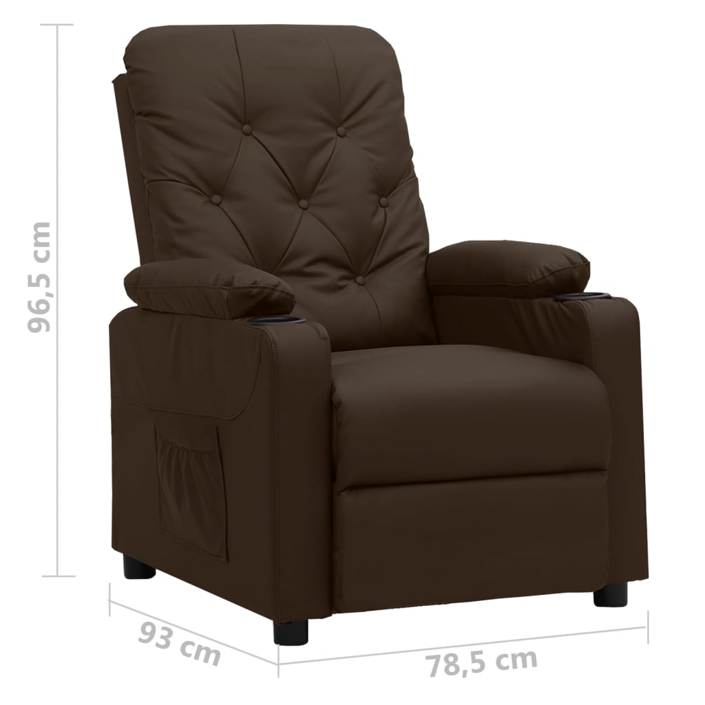 Poltrona reclinável couro artificial castanho