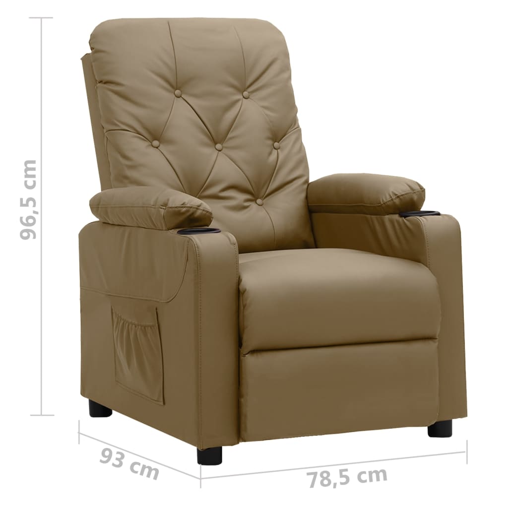 Poltrona reclinável couro artificial cor cappuccino