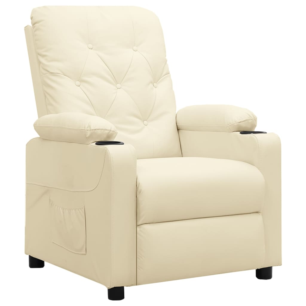 Poltrona reclinável couro artificial cor creme