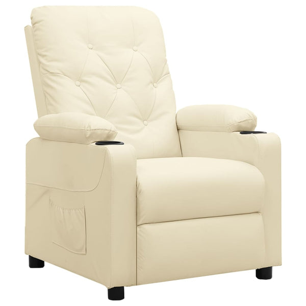 Poltrona reclinável couro artificial cor creme