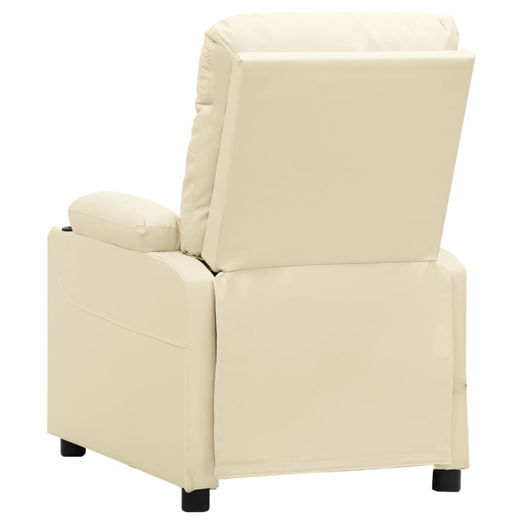 Poltrona reclinável couro artificial cor creme
