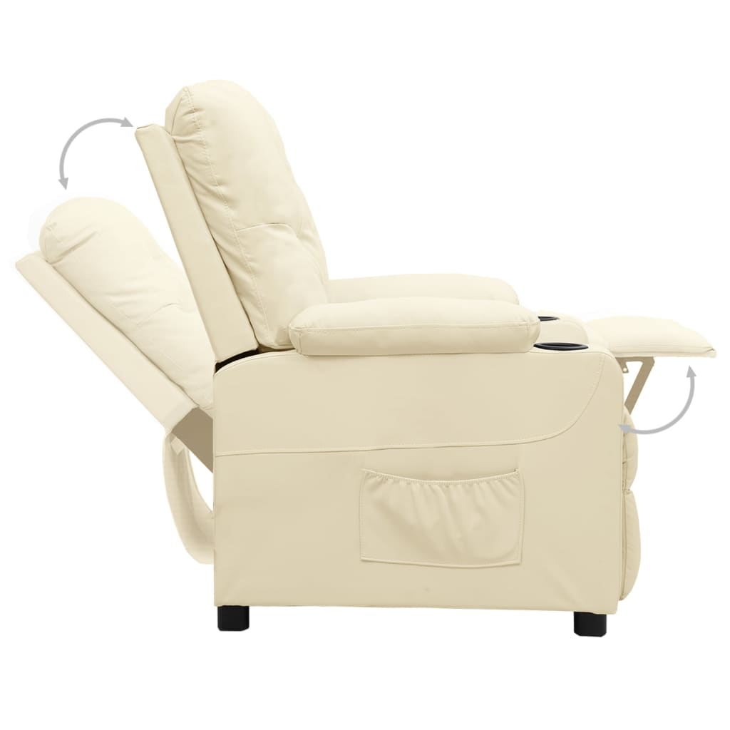 Poltrona reclinável couro artificial cor creme