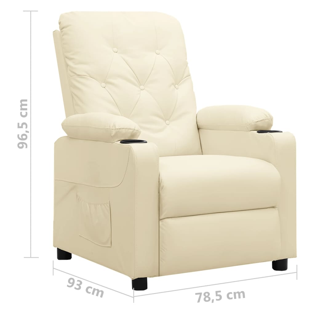 Poltrona reclinável couro artificial cor creme