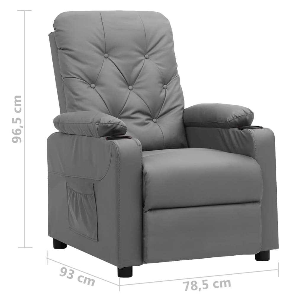 Poltrona reclinável couro artificial cinzento