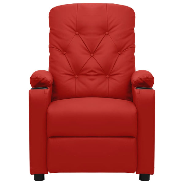 Poltrona reclinável couro artificial vermelho tinto