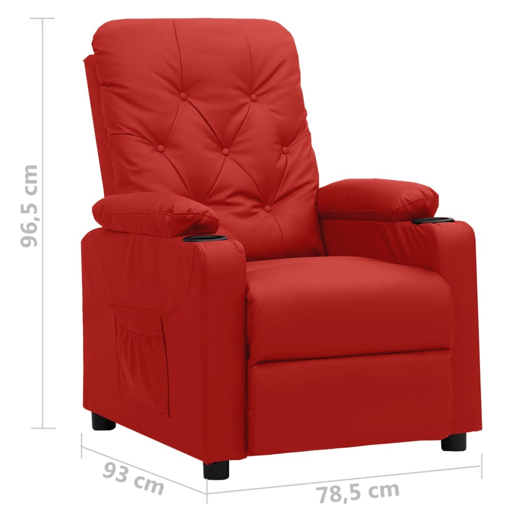 Poltrona reclinável couro artificial vermelho tinto