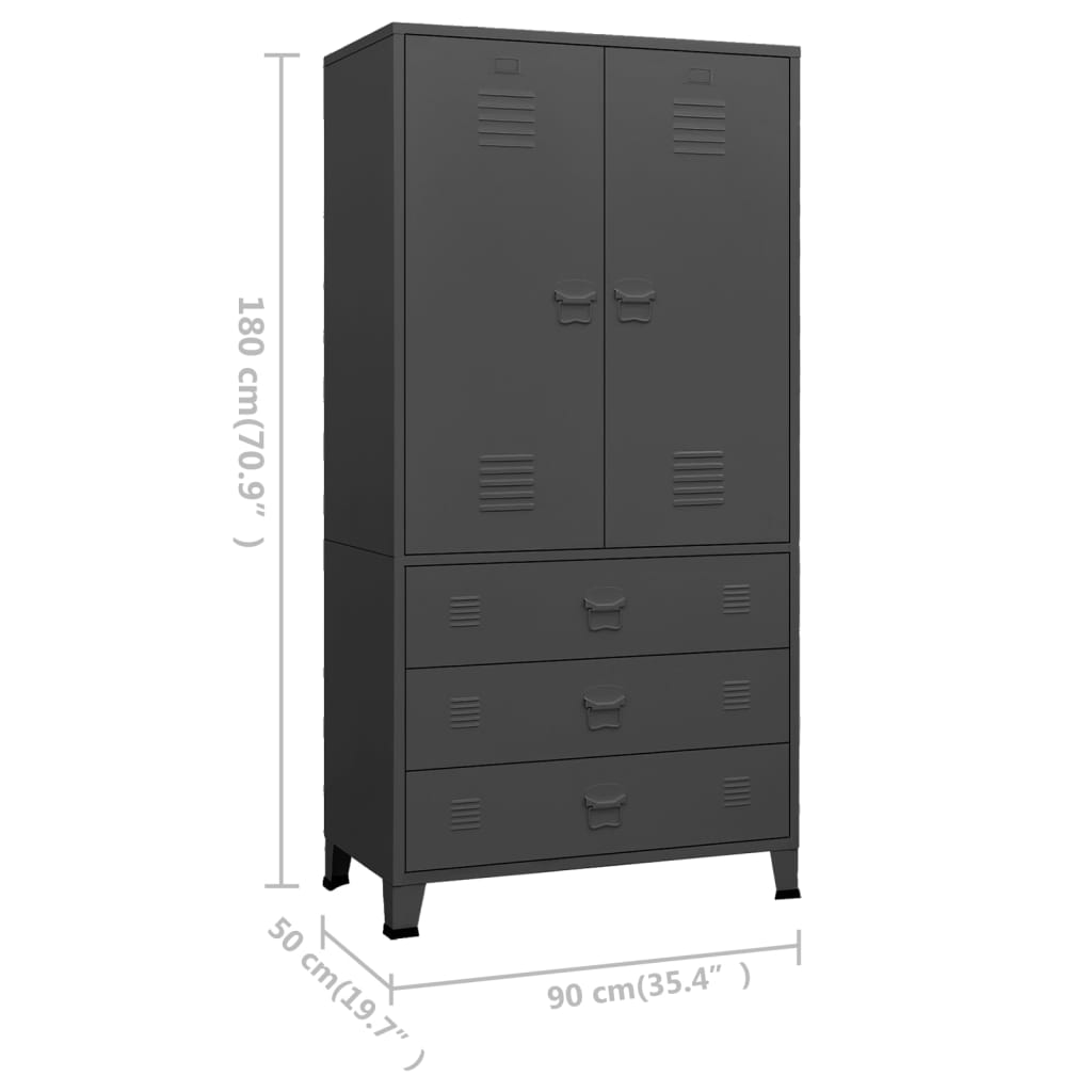 Roupeiro industrial 90x50x180 cm metal antracite