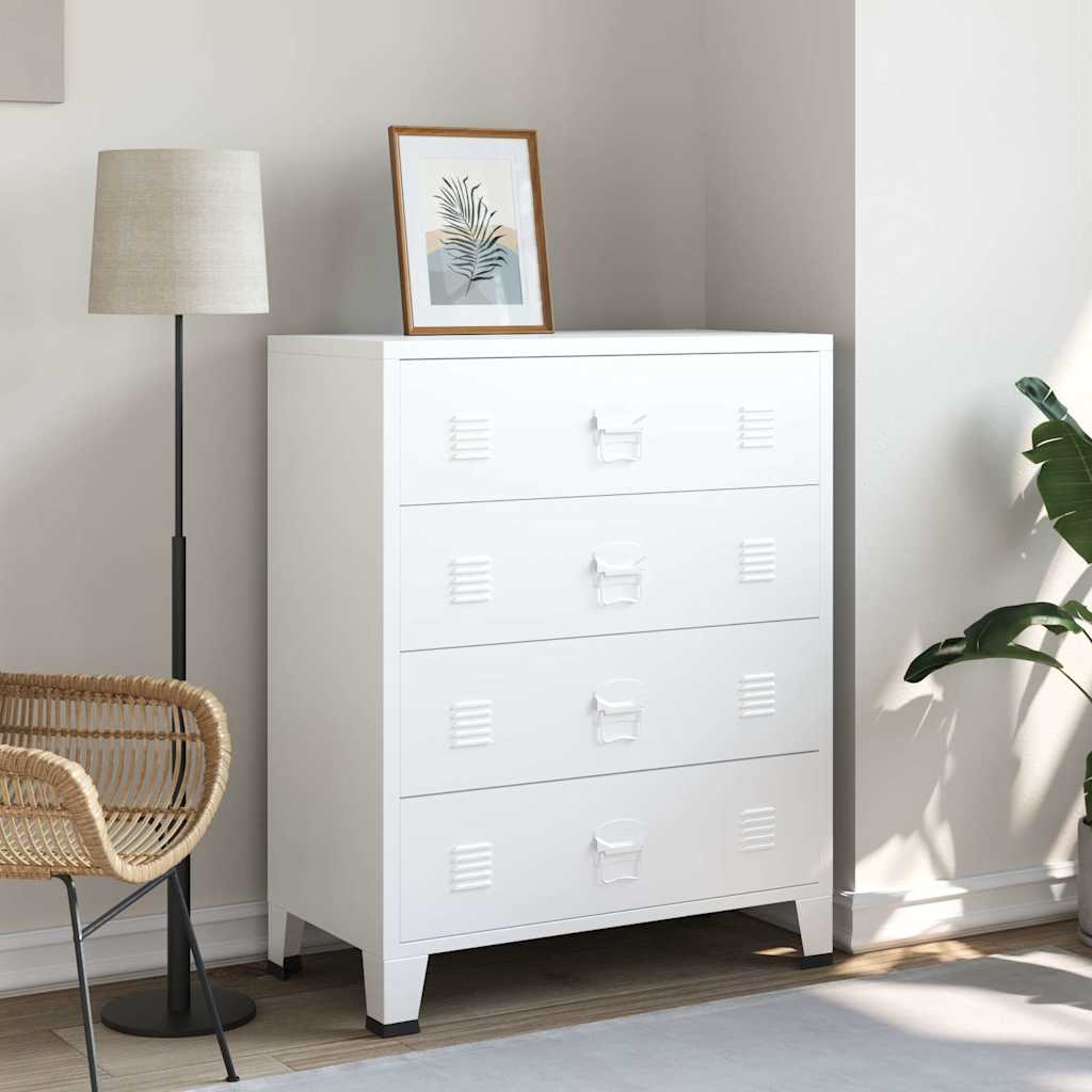 Cómoda industrial 78x40x93 cm metal branco