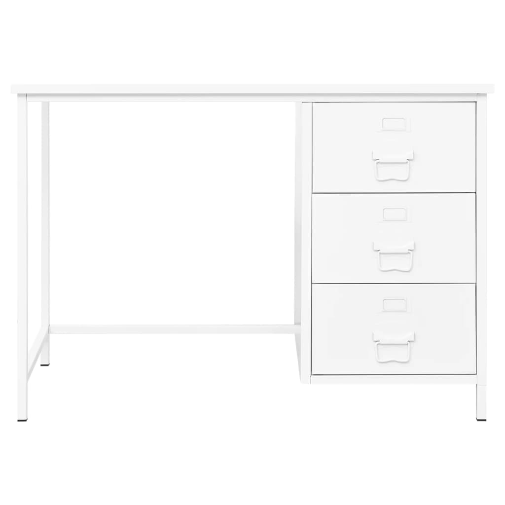 Secretária industrial c/ gavetas 105x52x75 cm aço branco
