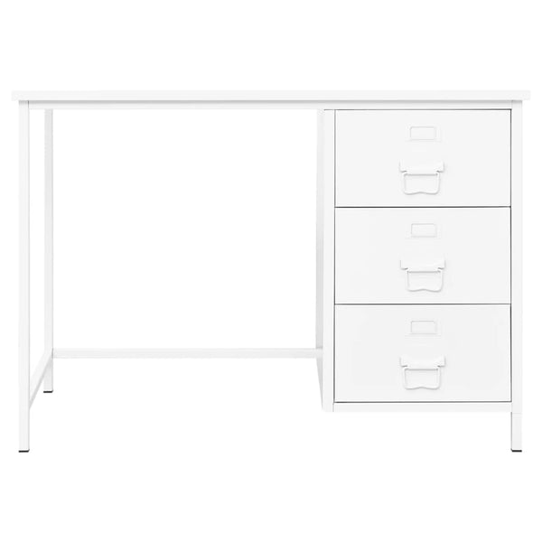 Secretária industrial c/ gavetas 105x52x75 cm aço branco