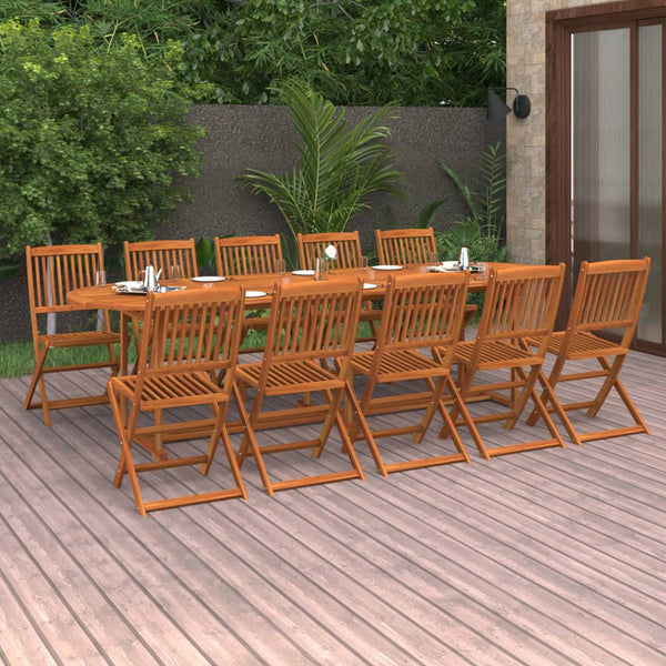 11 pcs conjunto de jantar para jardim 280x90x75cm acácia maciça