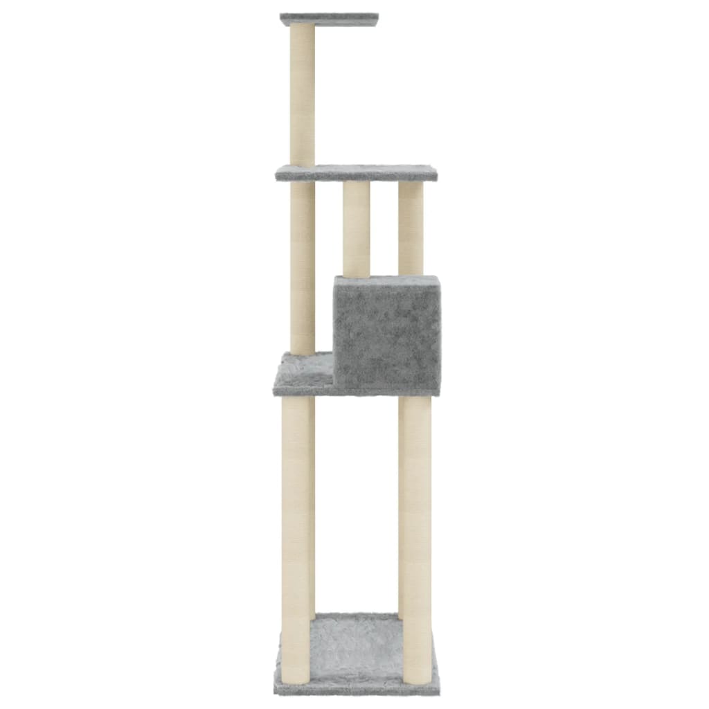 Árvore p/ gatos c/ postes arranhadores sisal 147cm cinza-claro