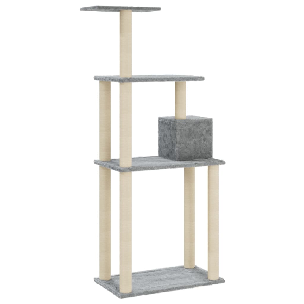 Árvore p/ gatos c/ postes arranhadores sisal 147cm cinza-claro